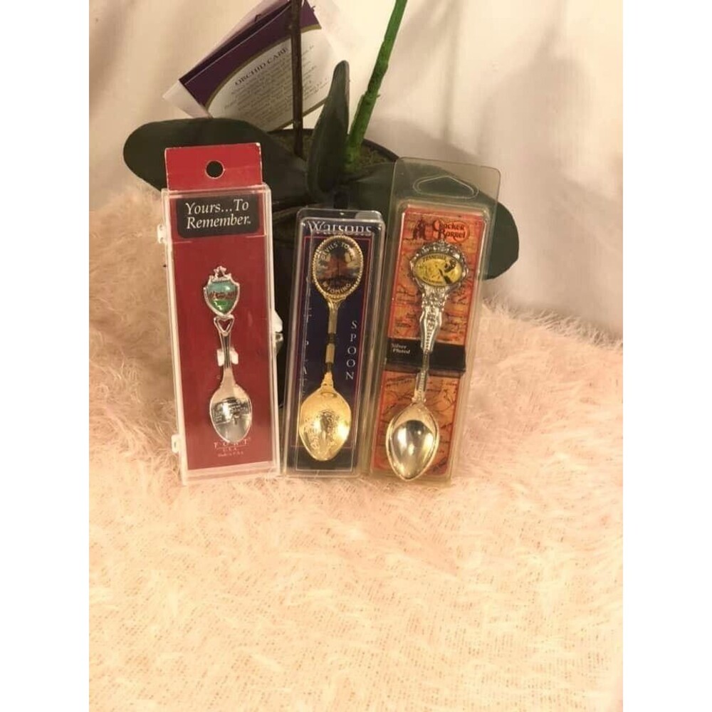 Set of 3 Vintage Watson & Barker Silver-Plated Collector Spoons | Ornate Detail - Picture 2 of 9